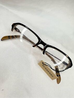 Burberry Brown Tortoiseshell Rectangular Eyeglass Frames